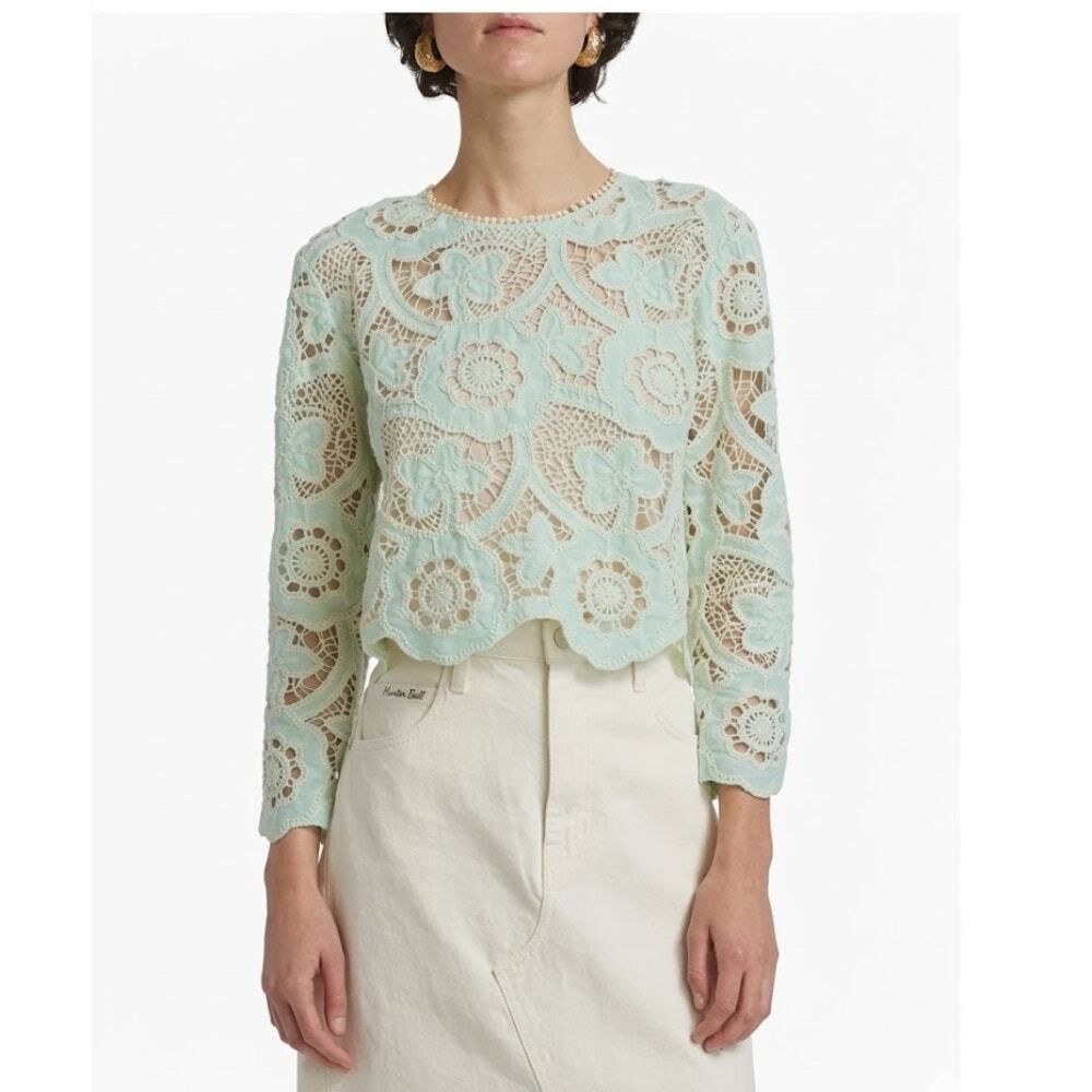HUNTER BELL Pippa Crocheted Cotton Top Size 0 NWT Retail $425